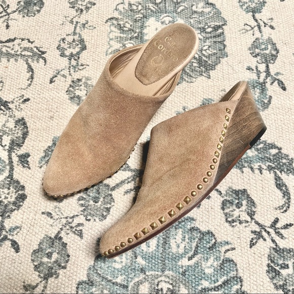 Callers Cordero Tan Suede Leather Mule Studded Wedge - Picture 2 of 10